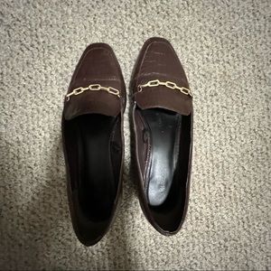 Brown faux leather loafers